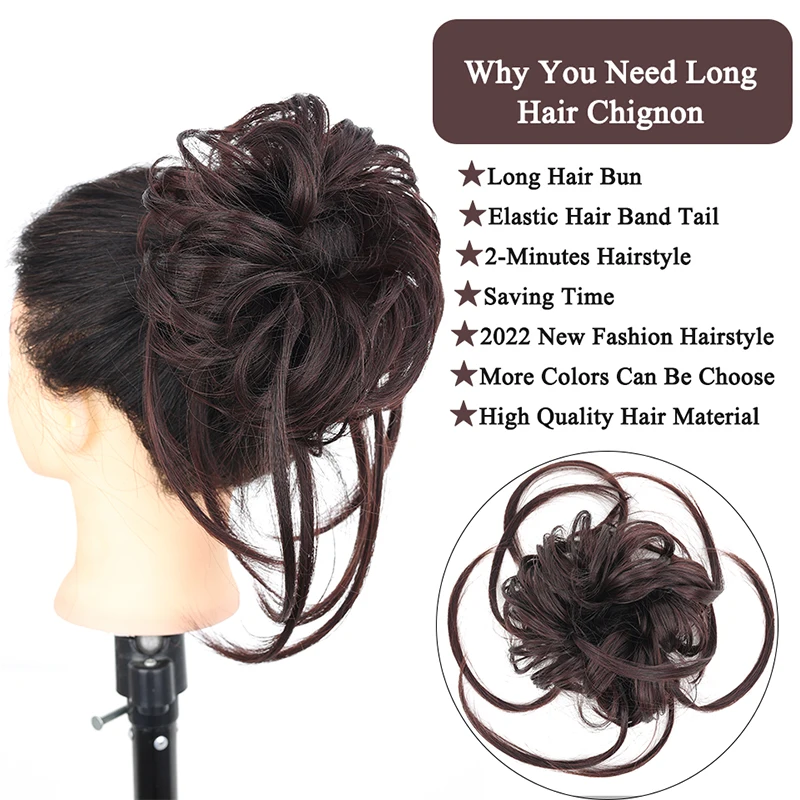 Manwei Synthetisch Krullend Donut Chignon Met Elastische Band Scrunchies Messy Bun Updo Haarstukken Extensions Voor Vrouwen