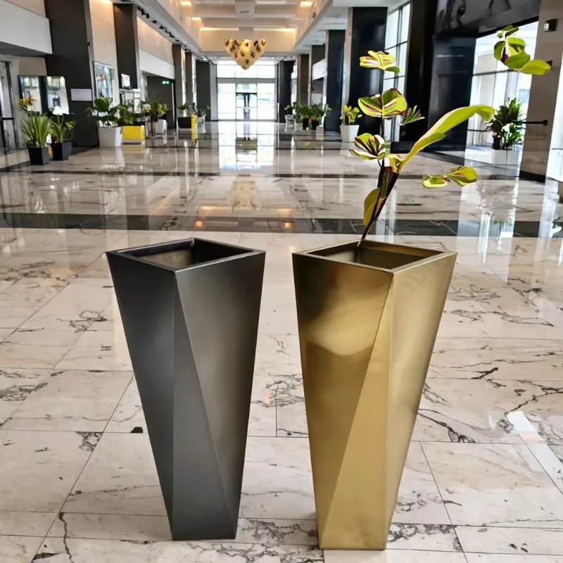 

Garden Supplies Furniture Metal Flooring Vase High Gold Large Outdoor Pot Flower Pot Artificial Flower Stainless Steel Tree
