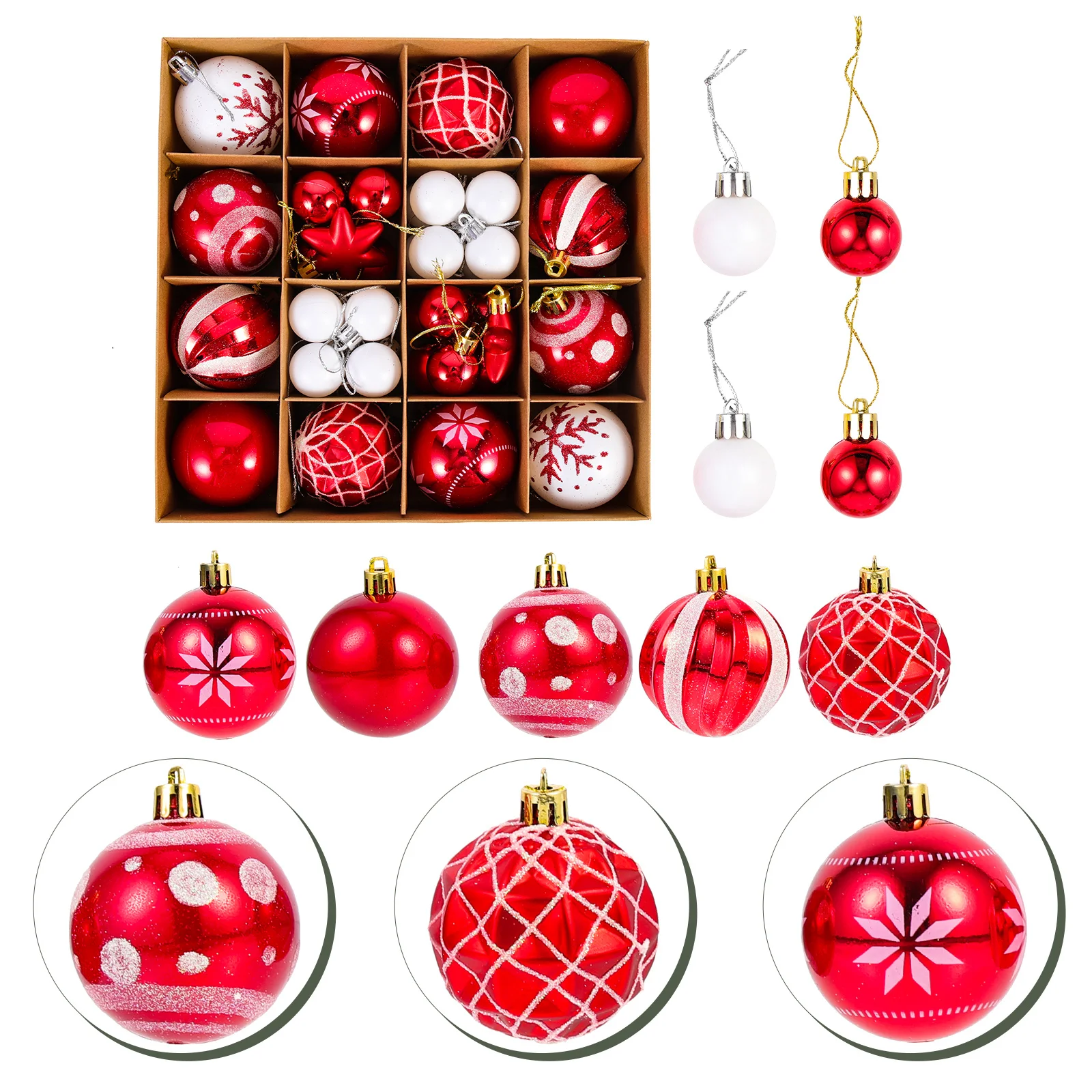 

42Pcs Christmas Ball Ornaments Plastic Hanging Balls for Xmas Tree Decorations Pendant Decor Holiday Party Decoration