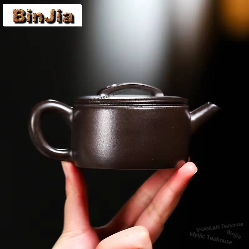 170ml High-end Yixing Purple Clay Teapots Handmade Large Caliber Pot Raw Ore Dahongpao Reducing Roasting Mud Kettle Zisha Teaset