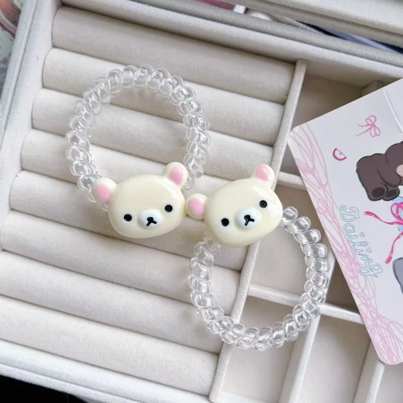 Lucu ‌ Rilakkuma ‌   Lingkaran Rambut Sederhana Kreatif Saluran Telepon Lingkaran Rambut Kartun Gadis Aksesoris Rambut Anak Gadis Hadiah Natal