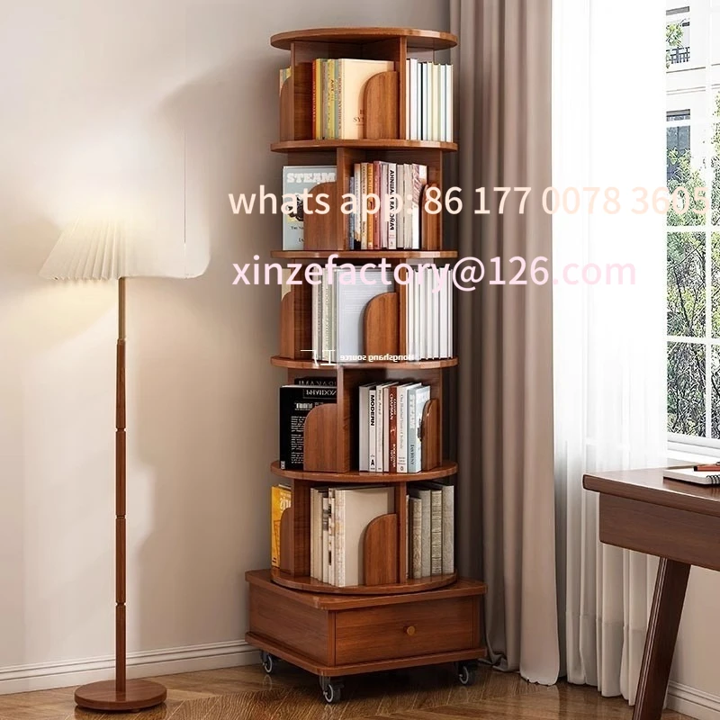 

Customizable360 Degree Rotating Bookshelf, Space Saving Floor Standing Picture Book Rack,Student Multi-layer Simple Storage Rack