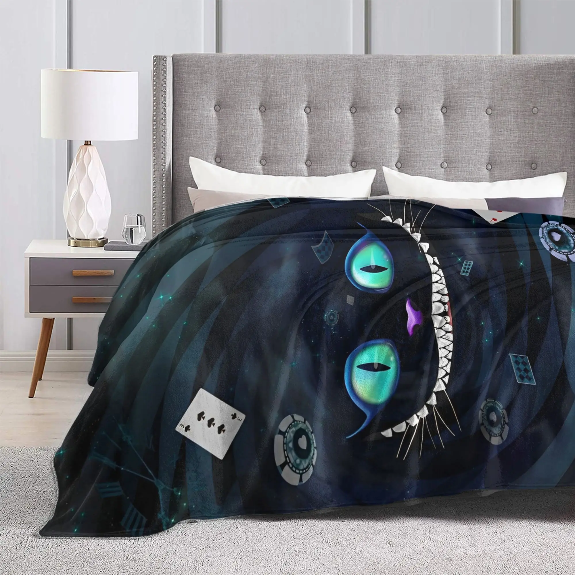 Cartoon Alice in Wonderland Cheshire Cat Flannel Blankets  Funny Throw Blanket for  Sofa Bedding Lounge 150*125cm Rug Piece