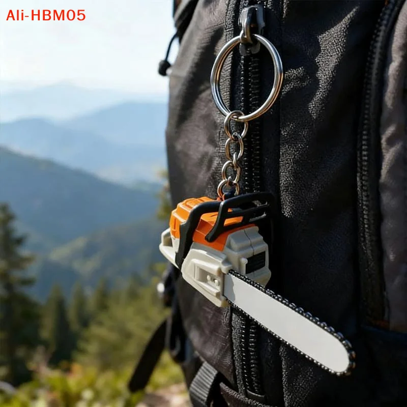 (HB05)1Pcs Bag Charm Decoration Model Cartoon Chainsaw Shape Pendant Keychain Forest Fire Fighting Souvenirs Gifts