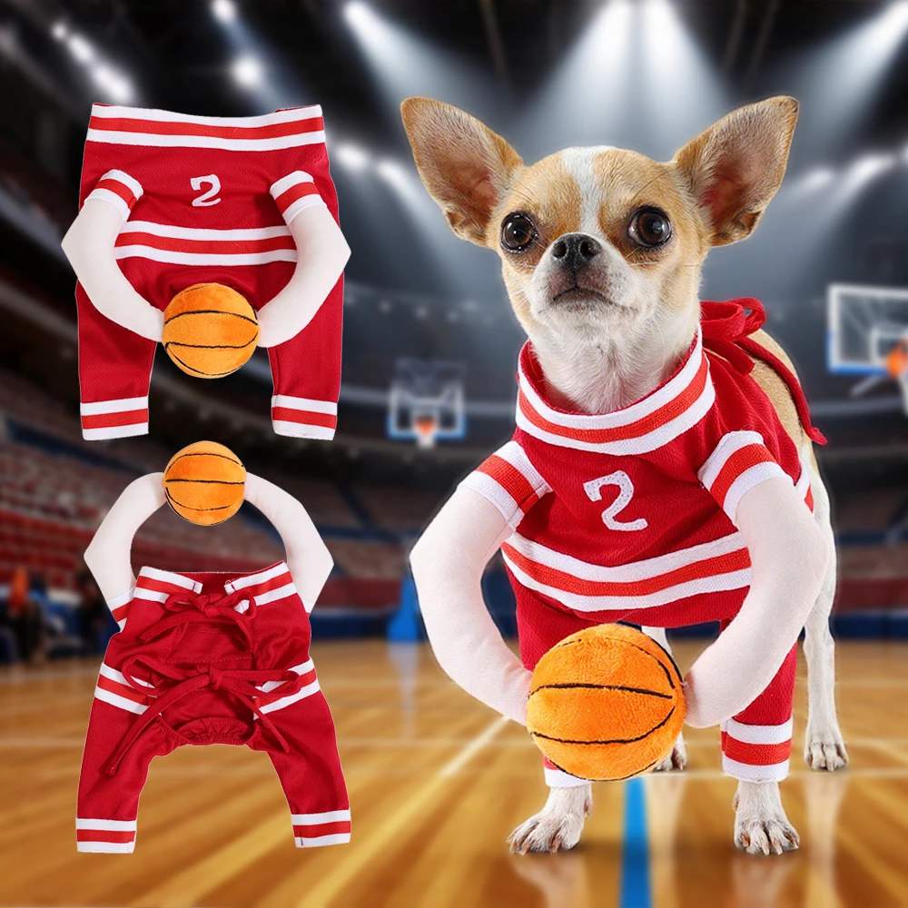 Halloween-Hunde-Basketball-Kostüm, lustig, atmungsaktiv, für Welpen, Sport-Outfits, Cosplay-Kleidung für kleine, mittelgroße Hunde, Katzen, französische Bulldogge