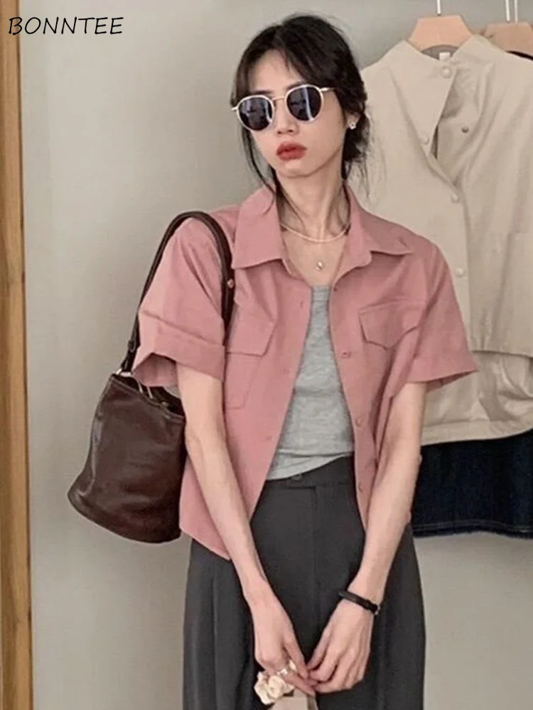 

3 Colors Jackets Women Short-sleeve Summer Ulzzang Office Lady Pure Chic Crop Overcoats Basic Gentle Mujer Ins Stylish Vintage