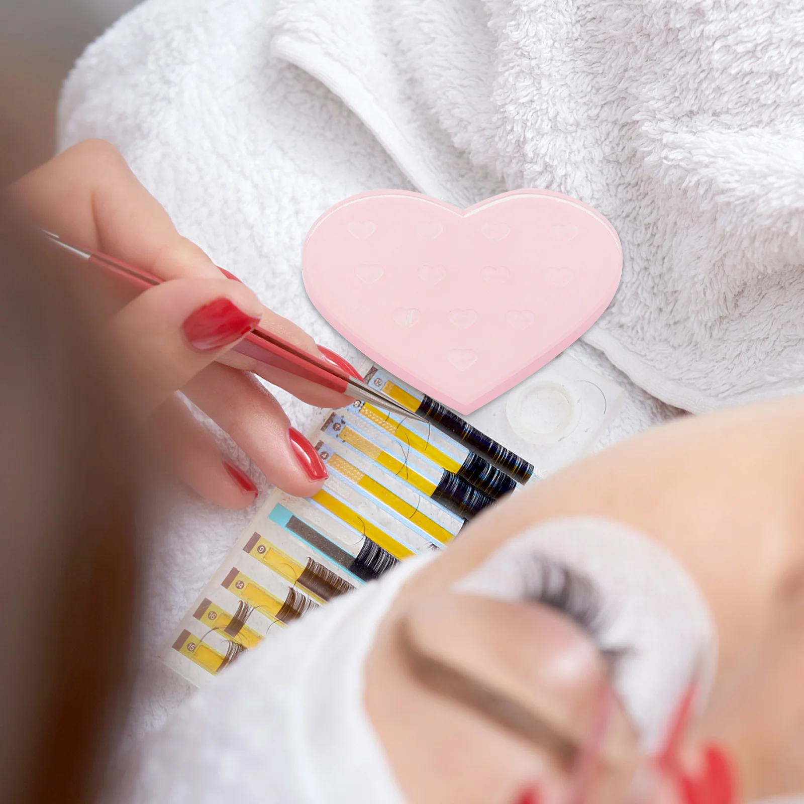 

False Eyelash Extension Stand Glue Container Lash Pallet Grafting Tools Mini Portable Easy Professional Home Use