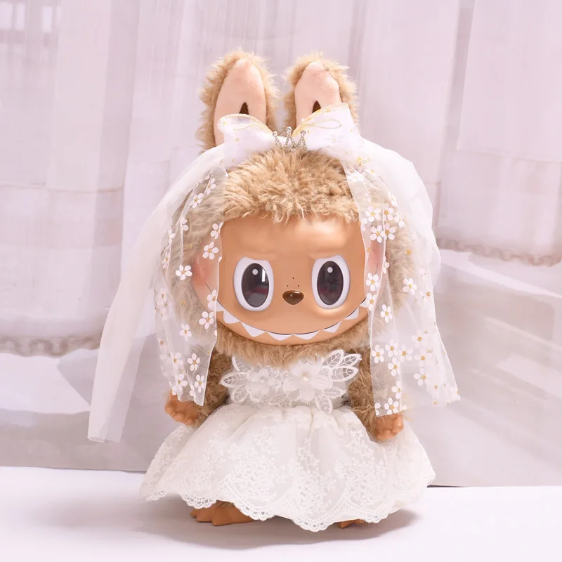 

Only Baby Clothes 38cm Labubu Suitable For Changing Clothes White Crown Wedding Dress Large-Sized Labubu Wedding Baby Dress