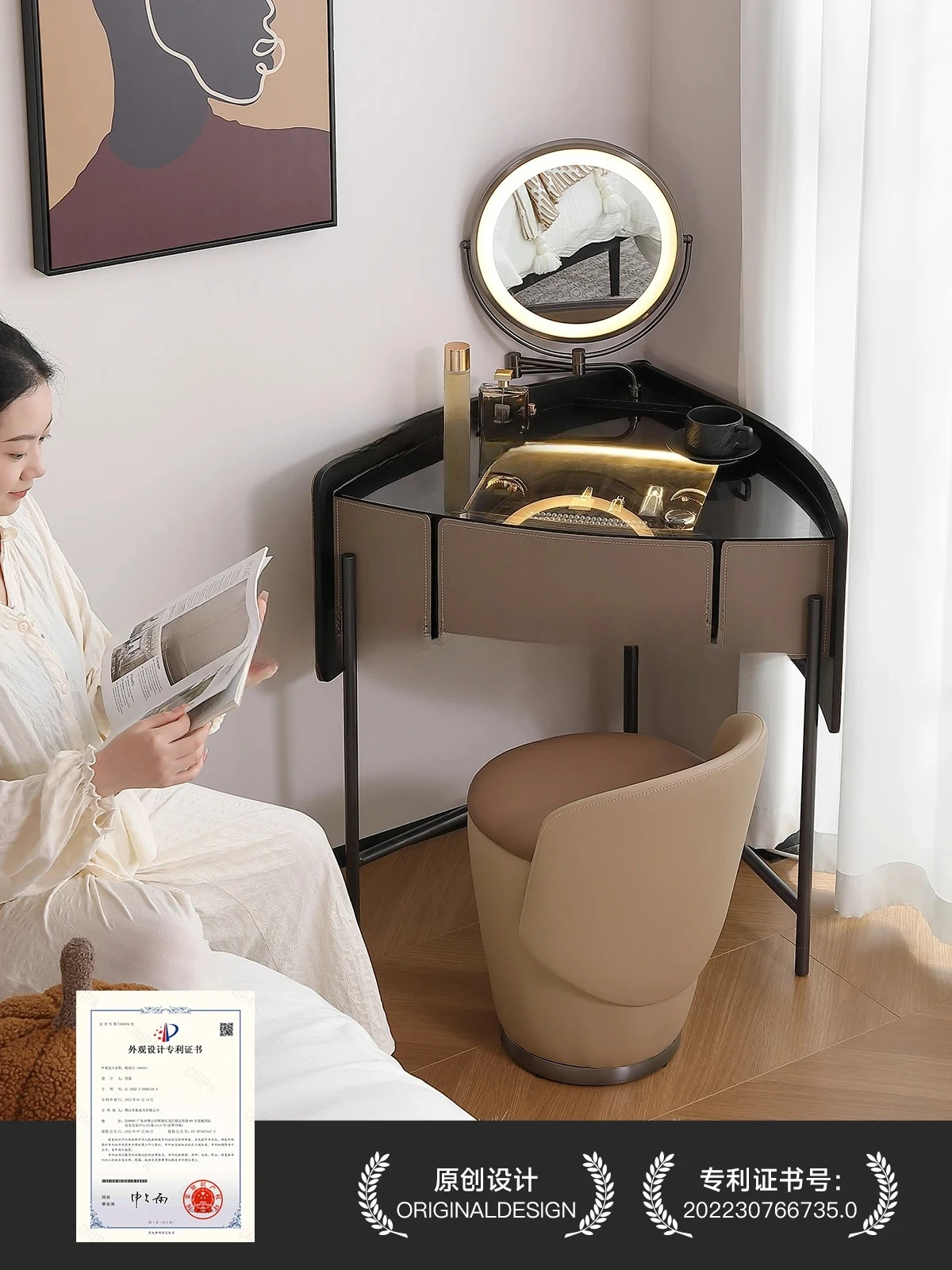 X9  triangle dresser light luxury corner small dressing table small apartment bedroom modern and simple