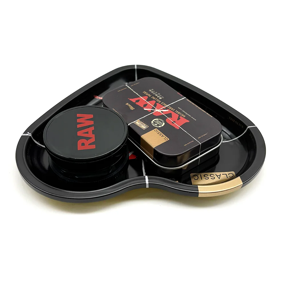 Love-Shaped Cigarette Tray Tobacco Metal Rolling Tray 16.5x18CM Plate 60MM Plastics Herb Grinder 2 layer Cigarette Spice Crusher - view 5