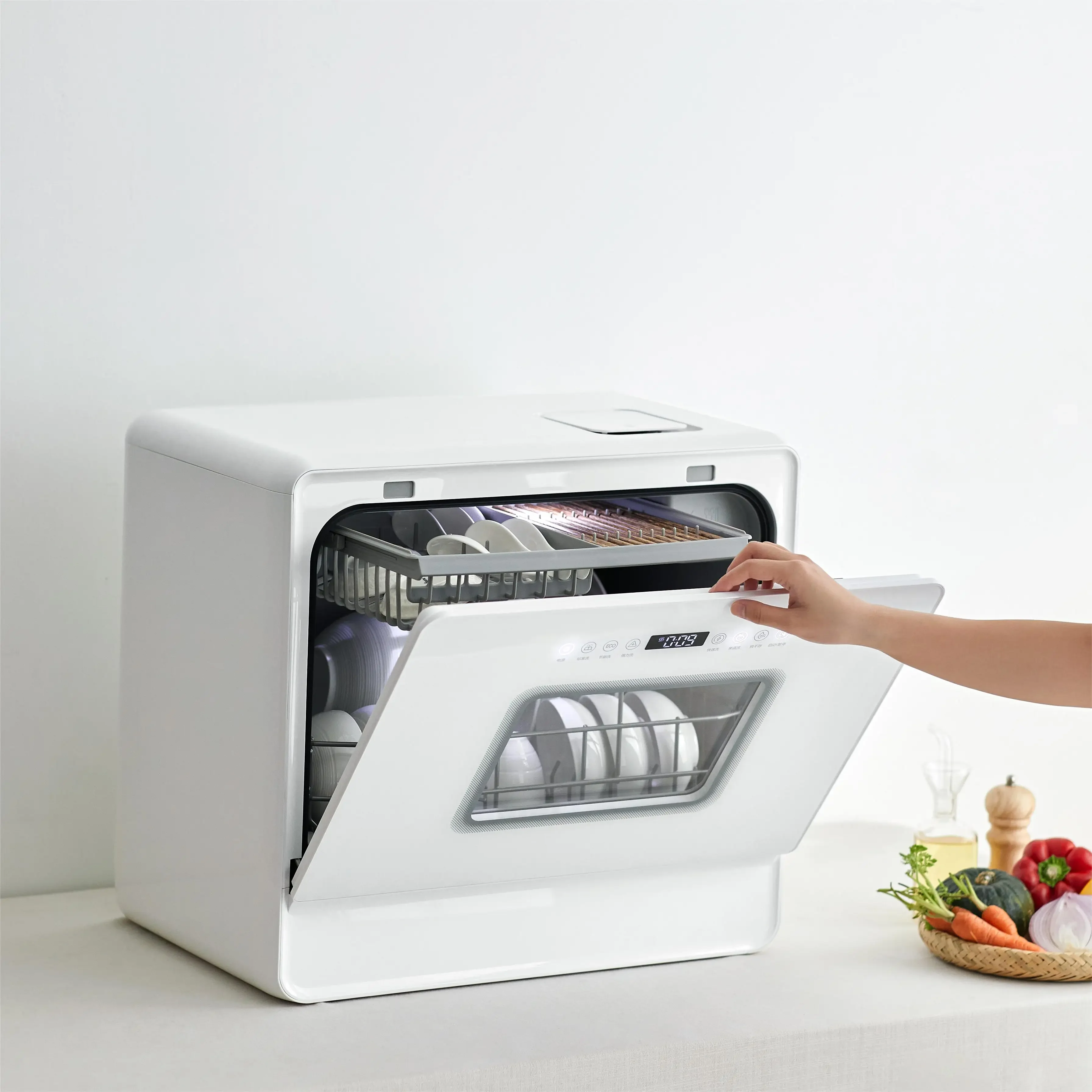 Mini Automatic dishwasher Machine Kitchen Countertop White Dishwasher With Clean Dish Washer Machine