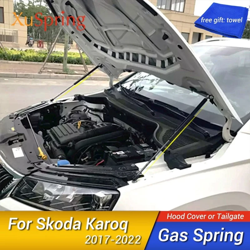 For Skoda Karoq 2017 2018 2019 2020 2021 2022 2024 Car Hood Bonnet Gas Spring Shock Bracket Strut Bars Hydraulic Rod Styling