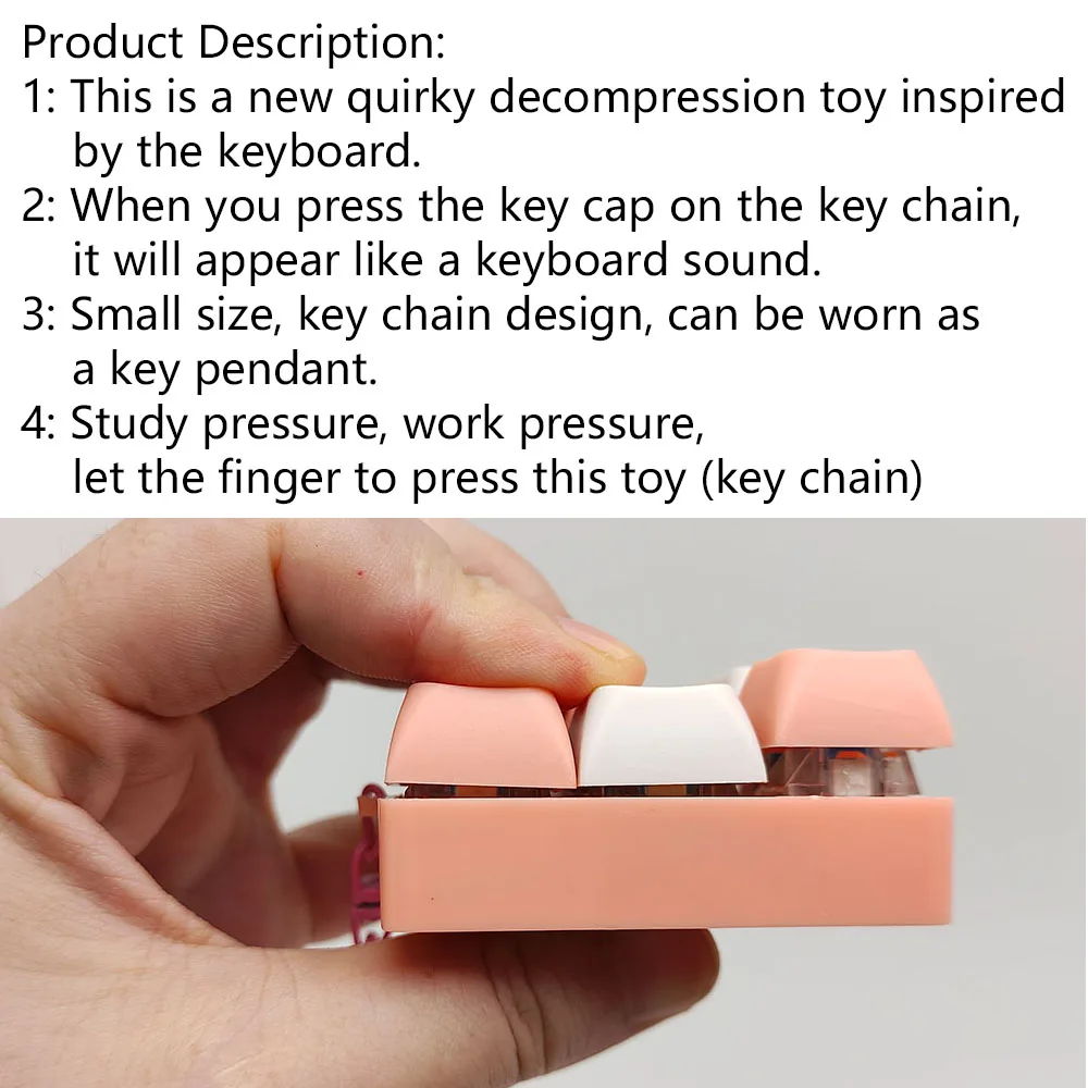 Gantungan kunci Keyboard penghilang stres, gantungan kunci mainan Fidget dengan efek suara, sempurna untuk pesta & Hadiah, ungu