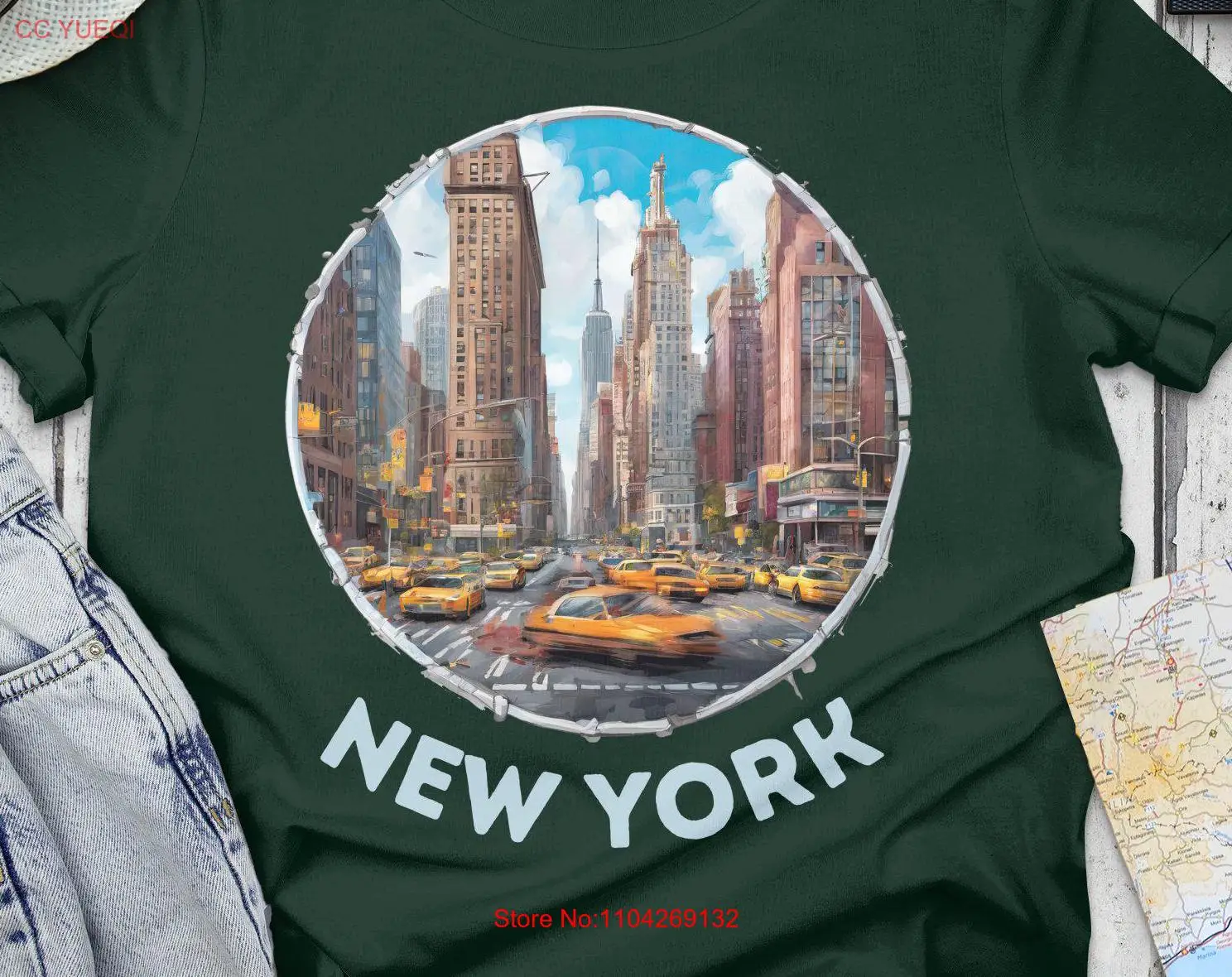 New York Cityscape T Shirt Urban Street View Art Stylish NYC Vibrant NY Taxi Design Trendy City Life