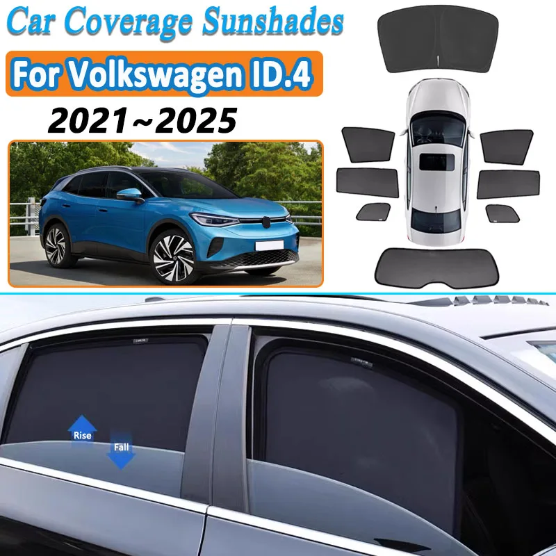 

Солнцезащитные шторки для Volkswagen ID.4, аксессуары для VW ID.4 2021-2023, 2024, 2025, автомобильные сетчатые шторки для защиты боковых окон, солнцезащитный козырек