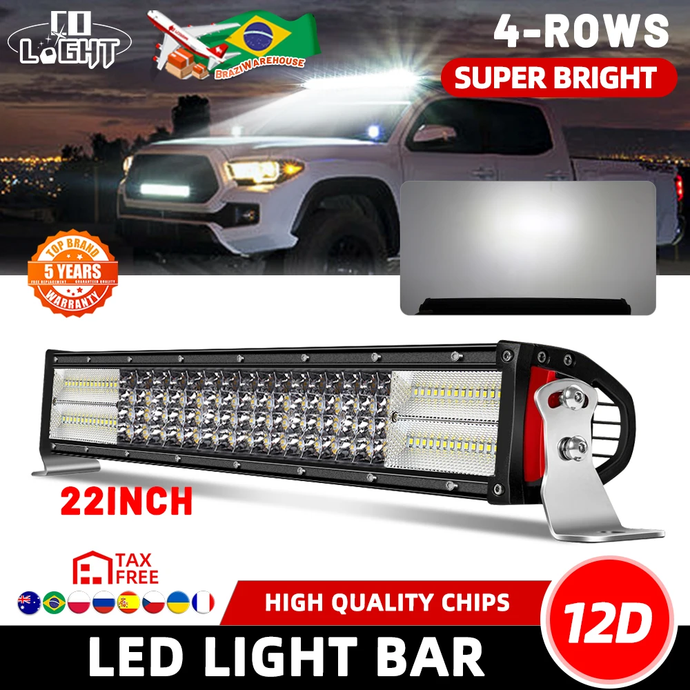 CO LIGHT Led Work Light Bar 12D 4 22Inch 60W 384W 4-Rows Led Bar for Tractor Boat Offroad 4Wd 4X4 Truck Suv Atv Lada Uaz Offroad