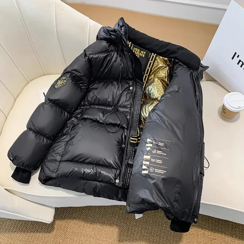 2023Winter High Quality 90%White Duck Down Coat Women Short Black Hooded Puffer Jacket Thick Warm Waterproof Snow Parkas Outwear