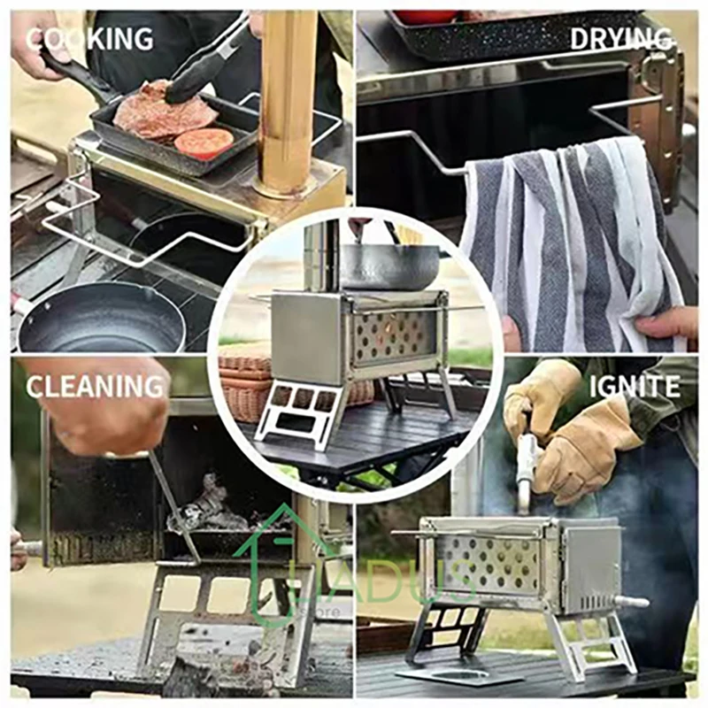 

Portable Outdoor Wood Stove for Camping Barbecue Oven Tent Stove Multi-Part Tool for Cooking