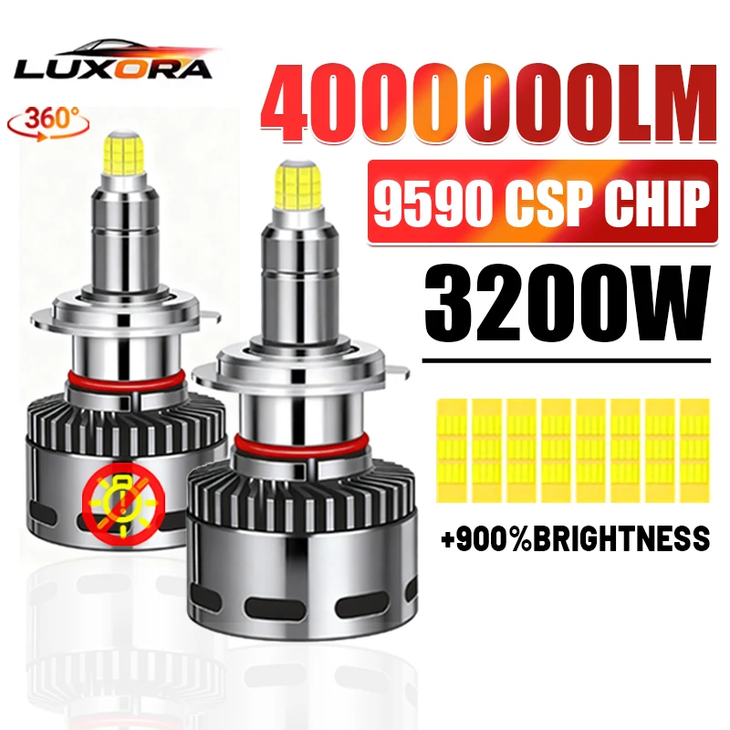 

360 H7 светодиодные лампы для автомобильных фар Canbus 3200 Вт 4000000LM для автомобилей Turbo 3D H11/H8/H9/9005/9006/H1/HB3/HB4 светодиодные лампы 6000K 12 В