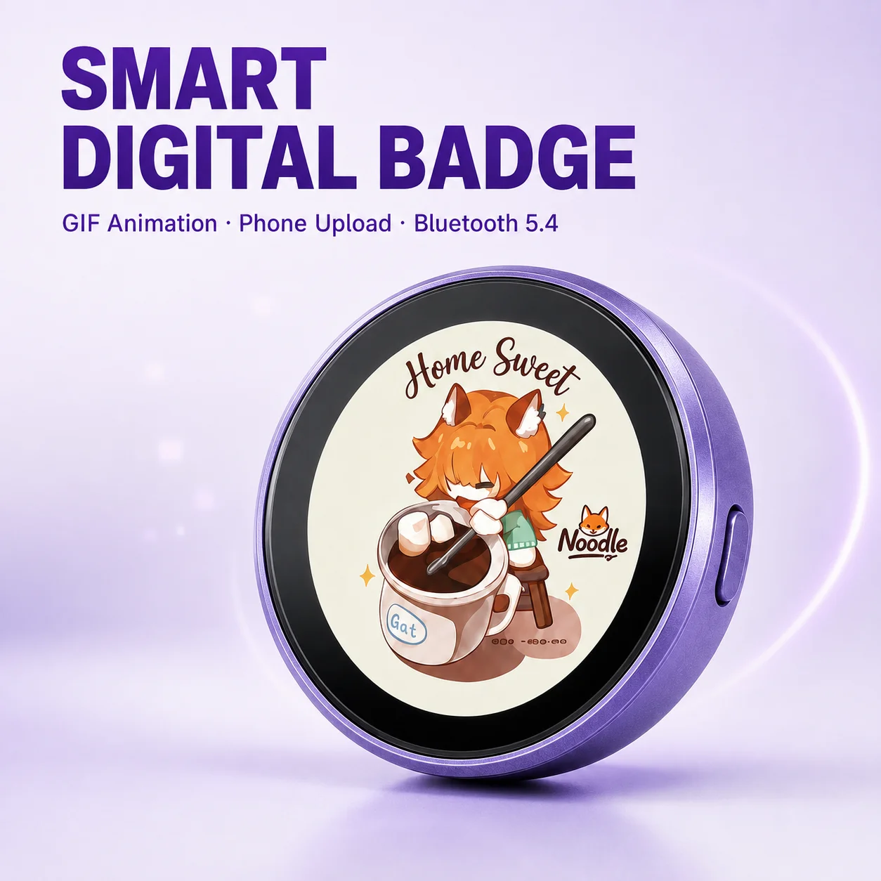 OpalSight Store Smart Digital Badge Electronic Badge1.85 Inch HD Screen Bluetooth Custom GIF Photo Concert Cosplay Party