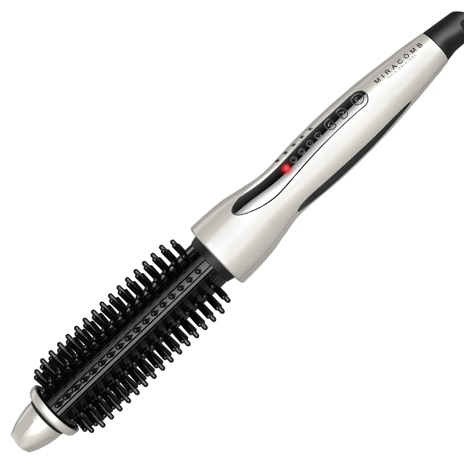 

Ceramic Tourmaline Flat Iron Brush - Anti-Scald, 5 Heat Settings, 1 Inch Barrel, White