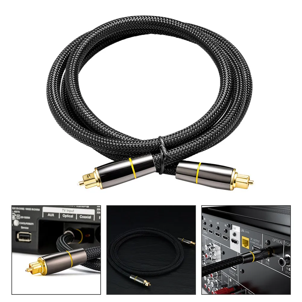 Optical Audio Cable 1.5 Meter Fiber Male to Male Cord High-Density Mesh Soft Wire Digital Audio Optical Cable for TV Game