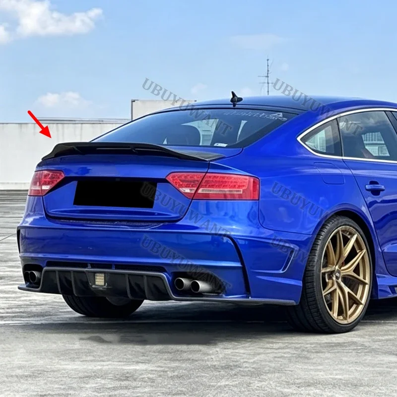 Für Audi A5 B8 B8.5 8TA 8T3 2/4-Türer Sportback R-Style Echtcarbon Heckflügel Kofferraumlippe Spoiler 2009-2016