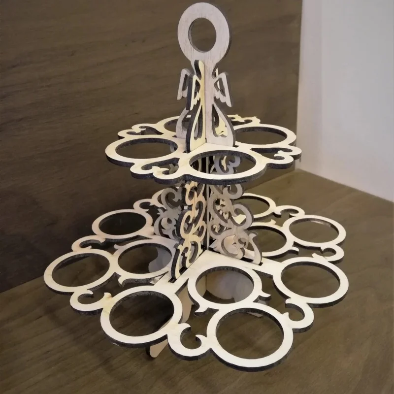 

Easter Eggs Stand Shelf Reusable Ornament Storage 2 Tier Rack Wood Display For Kitchen Desktop Counter Countertop
