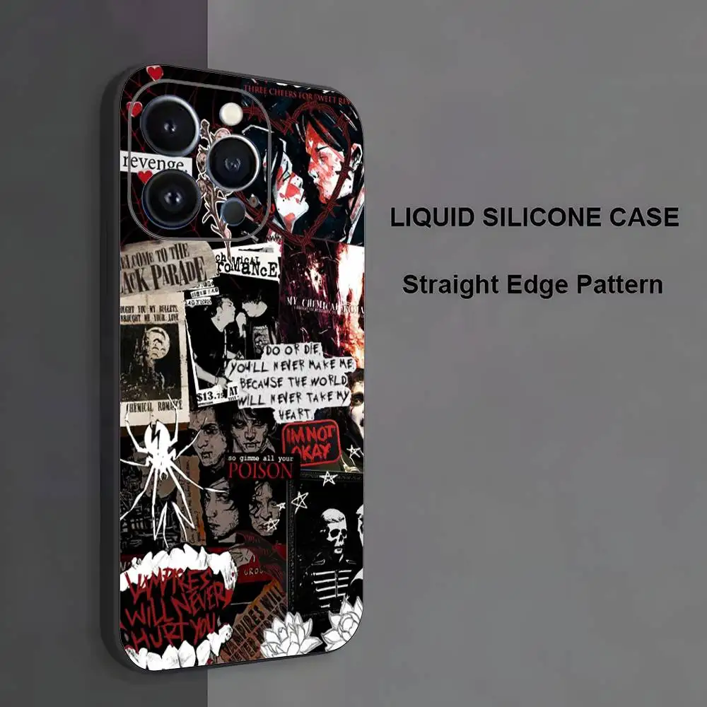 حافظة هاتف My C-Chemical R-Romance لهاتف iPhone 17,16,15,14,13,12,11، Pro Max، XS، X، XR، SE، Mini، 8، 7، غطاء أسود من السيليكون الناعم