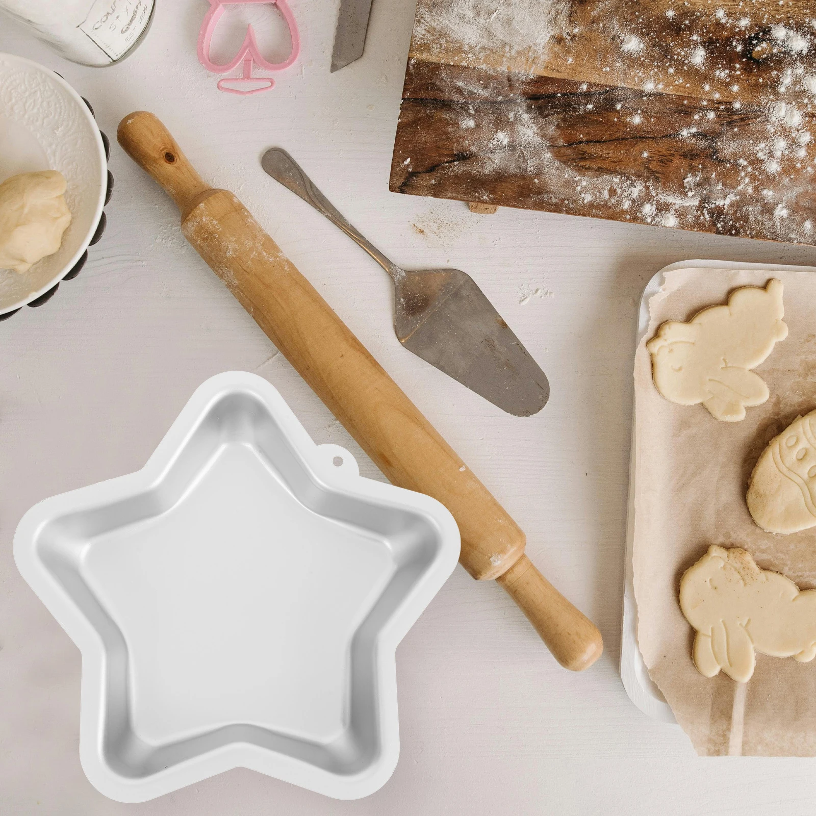 

2Pcs Star Shaped Cake Pan Non-Stick Five Pointed Mold for Baking Cheesecakes Cakes Soap Making Uniform Heat Distribution