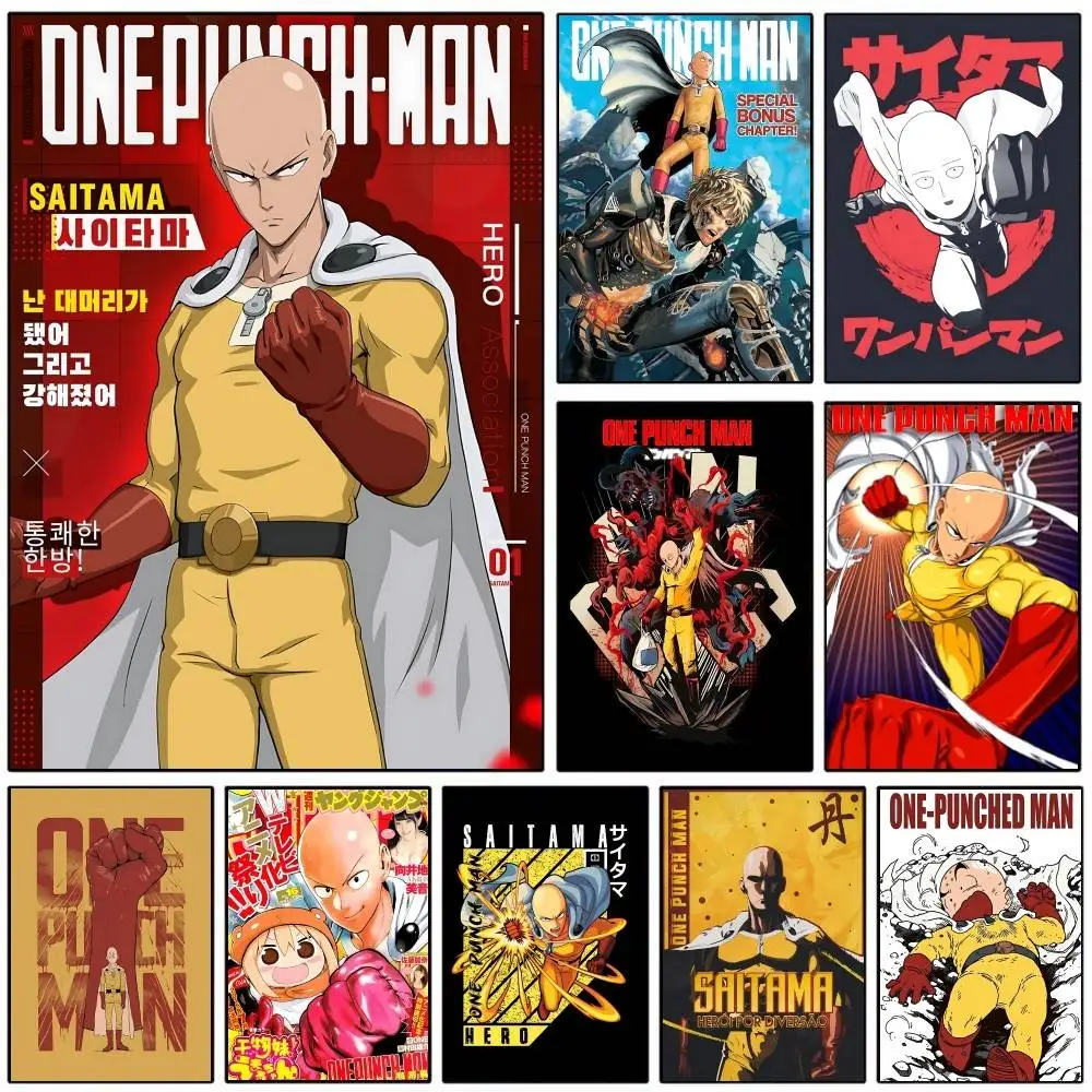 1PC Anime One-P-Punch Man Posters HD Print Vintage Wall Art Decor for Home Study Room