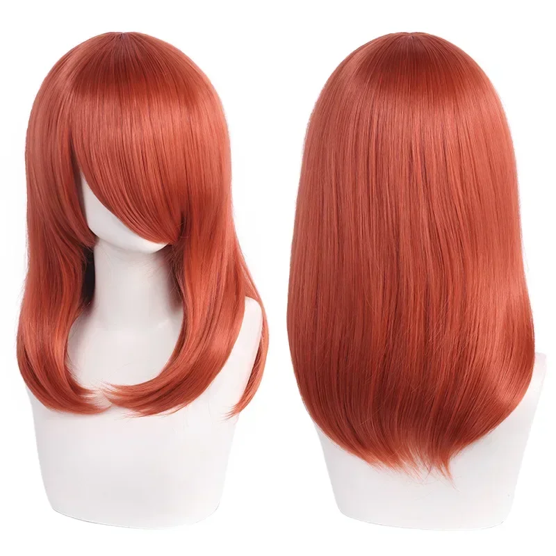 Neue 45cm Mittellange Anime Cosplay Perücke mit Pony in Blond, Schwarz, Weiß, Rot, Pink, Grün, Braun, Gold, Blau, Hitzebeständige Synthetische Haarperücken – Detail 26