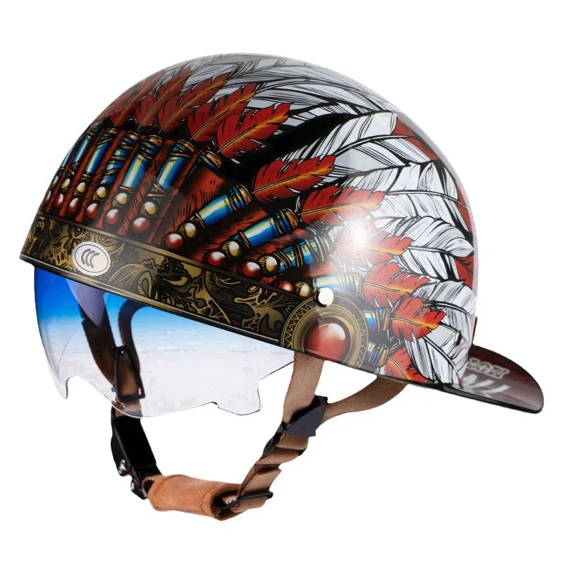 DOT certification personality retro motorcycle helmet male pedal motorcycle half helmet winter electric car baseball cap female