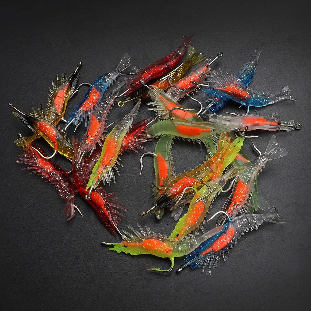 1pack(4pcs per pack)Shrimp Lure Soft Artificial Bait Lead head Hook Flavor Fishy Fresh Taste Soft Swimbait