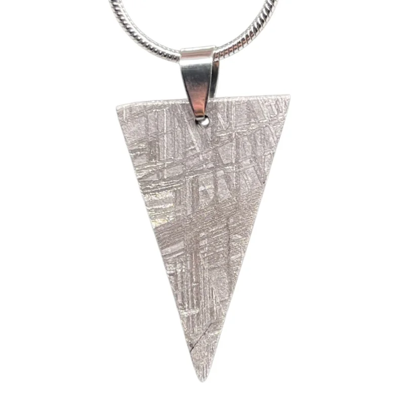 Natural Gibeon Meteorite Irregular Pendant Genuine Meteorite Widmanstätten Pattern Hand Polished Necklace Pendant