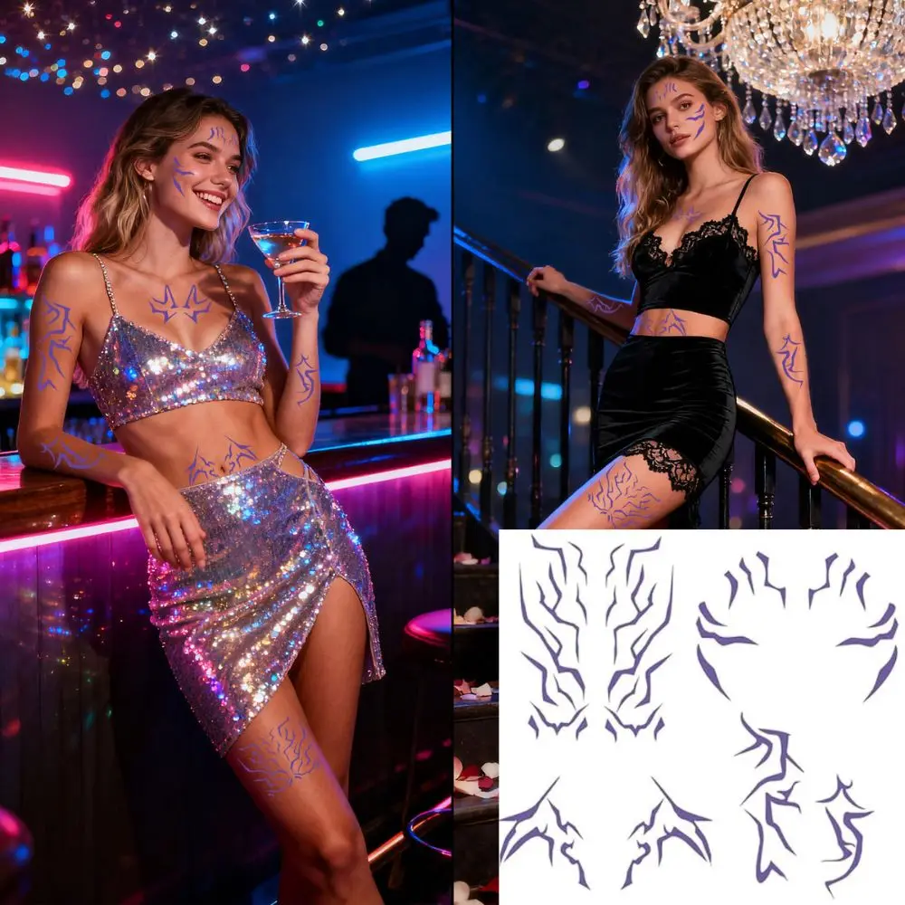 

2025 NEW Rumi Laser Tattoo Stickers, Tech Anime Cosplay Reflective Face Stickers for Stage Makeup