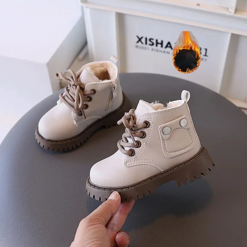 Baby Kids Short Boots Autumn Winter Super Warm Boys Girls Snow Shoes Pu Leather Children Boots Fashion Toddler Boots Kids Shoes