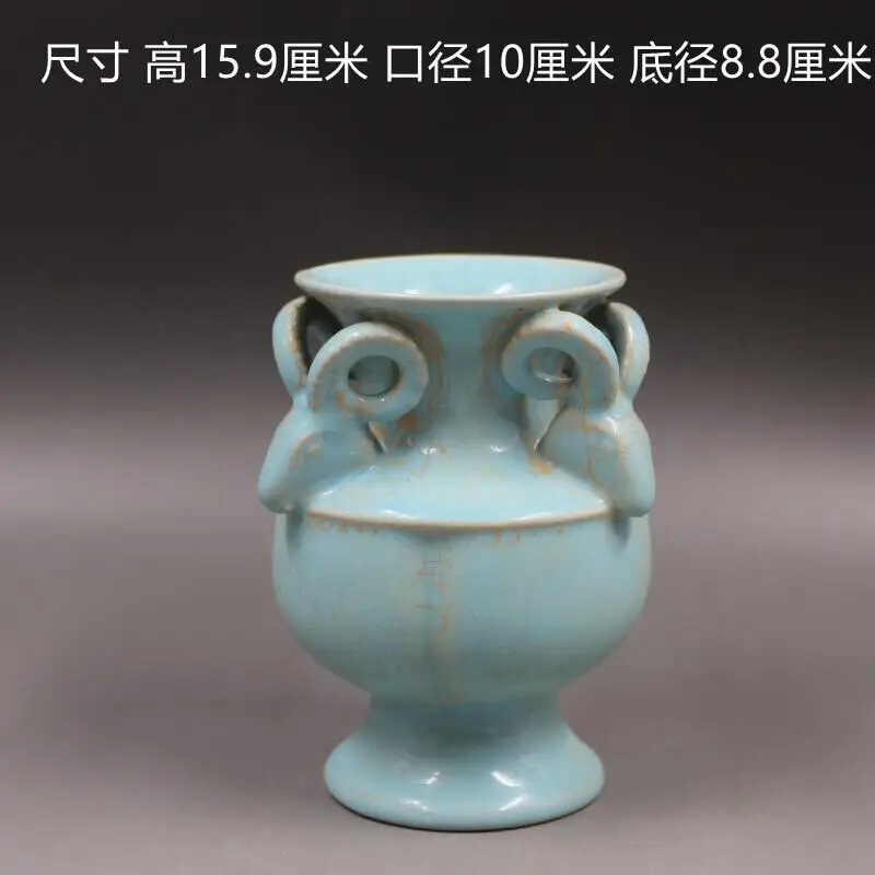 Chinese Porcelain Ru Kiln Celadon Glaze Sanyang Kaitai Vase Creative Classic Decoration