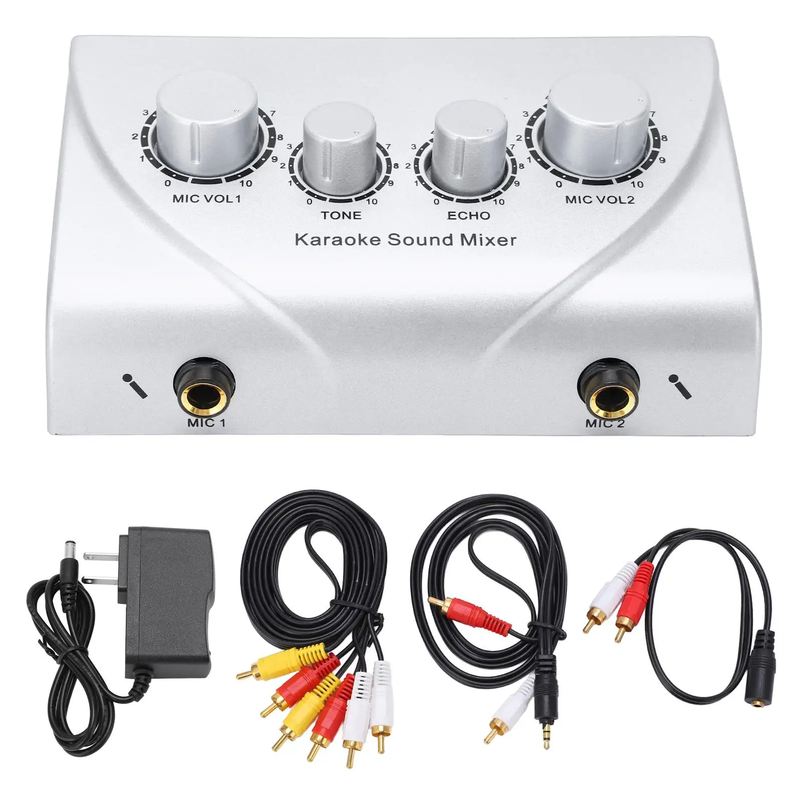 Adjustable Digital Sound Mixer with Reverb & Delay - for stage Light Effects & Plug Connection Wire