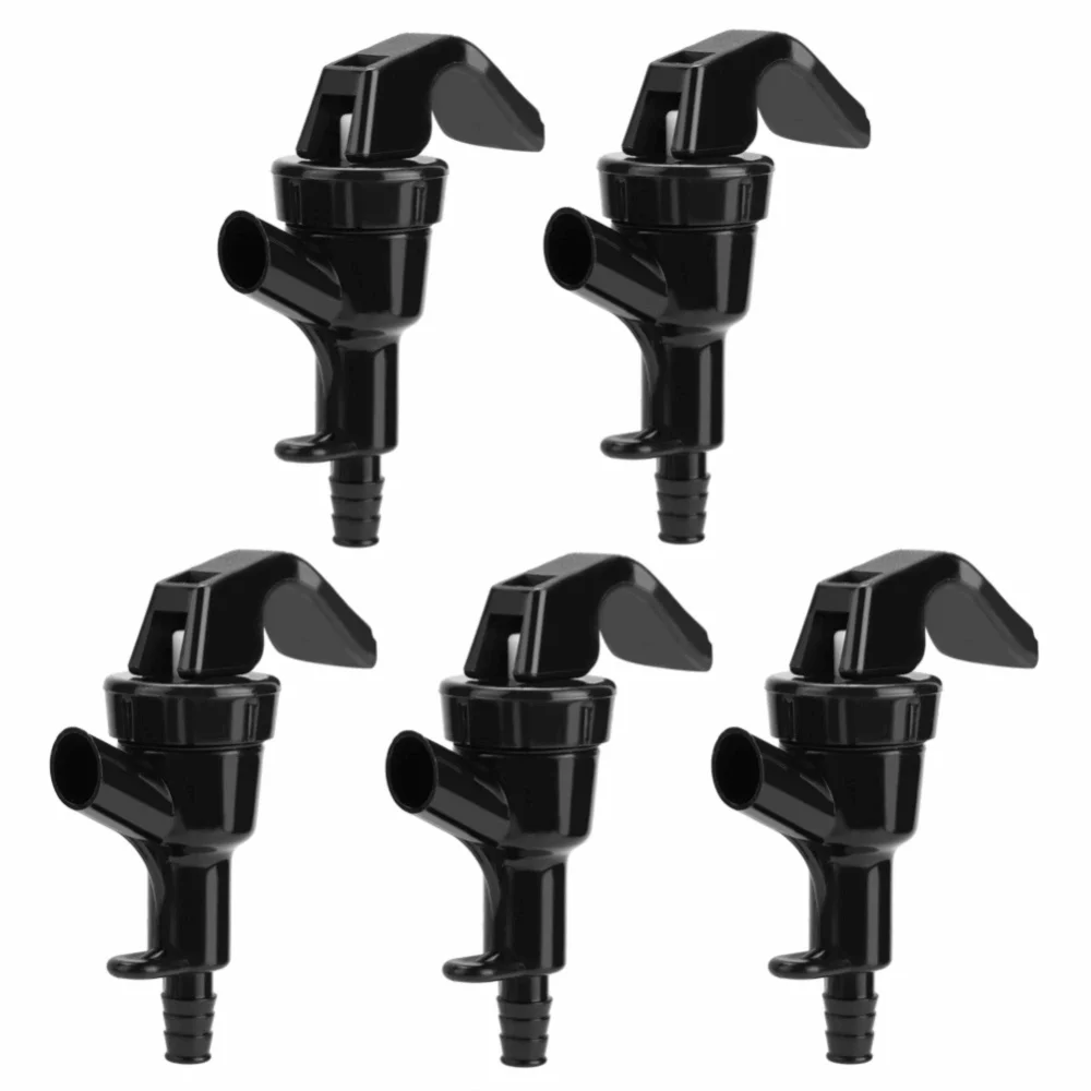 5pcs Black Plastic Squeeze Tap Plastic 20 PSI Serving Pressure Picnic Tap 1/4 Inch Barb Connection Ball Lock Line Compatible
