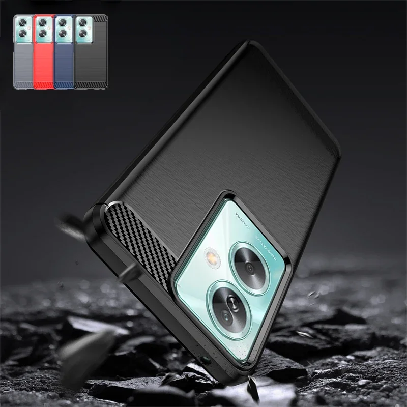 For OPPO A79 5G A58 A38 A78 A18 A60 A80 A57 A77 Case Cover Capas Phone Bumper Back Armor Shockproof Soft TPU Carbon Fiber Fundas