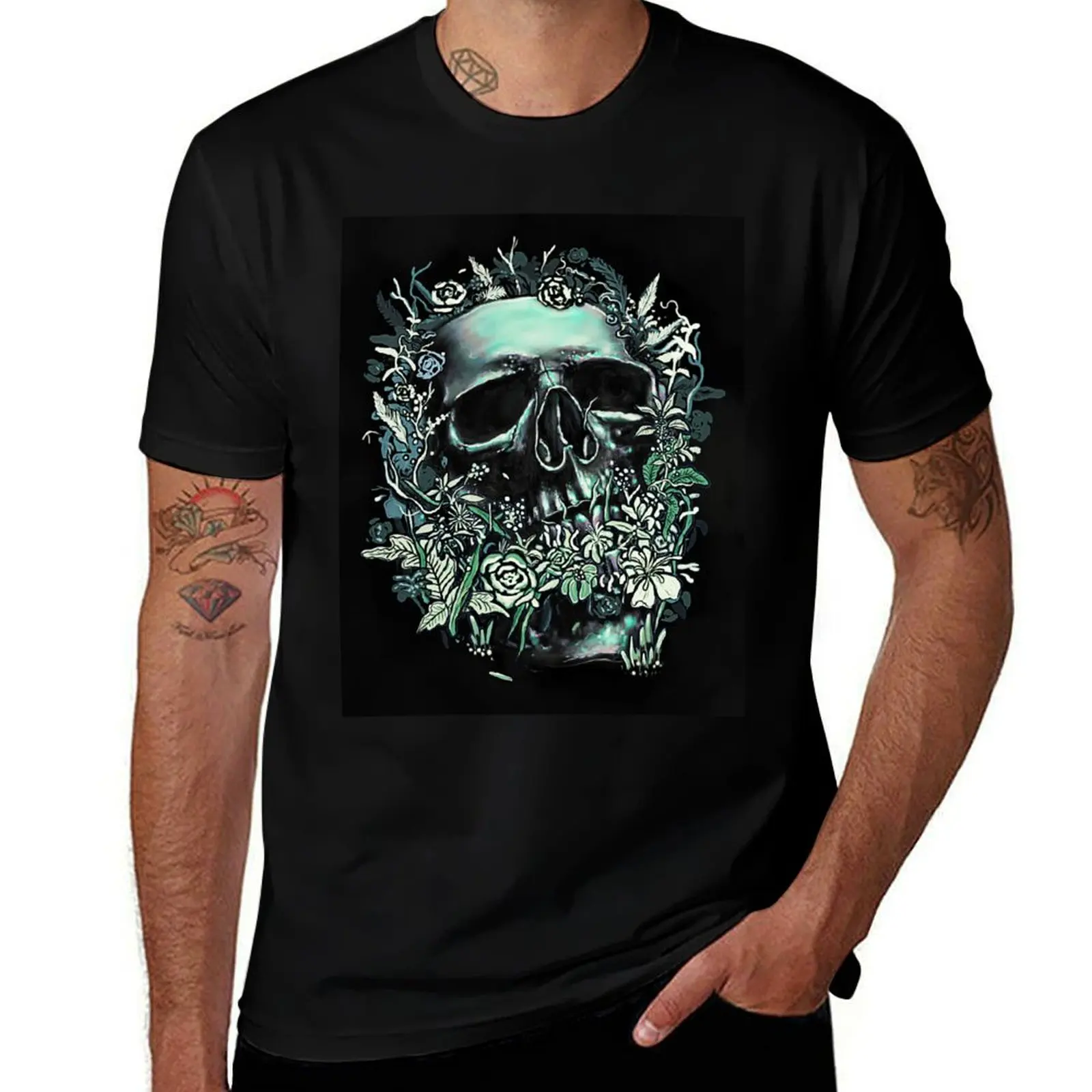 Skull Flora T-Shirt Moisture Wicking Quick Dry Tee