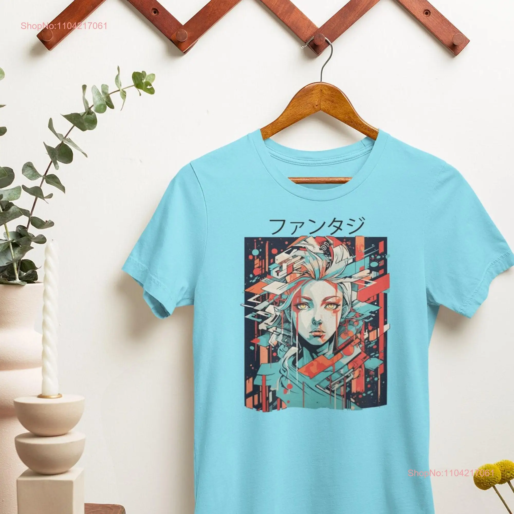 Anime Fantasy T Shirt Vibrant Rectangles Captivating Design long or short sleeves