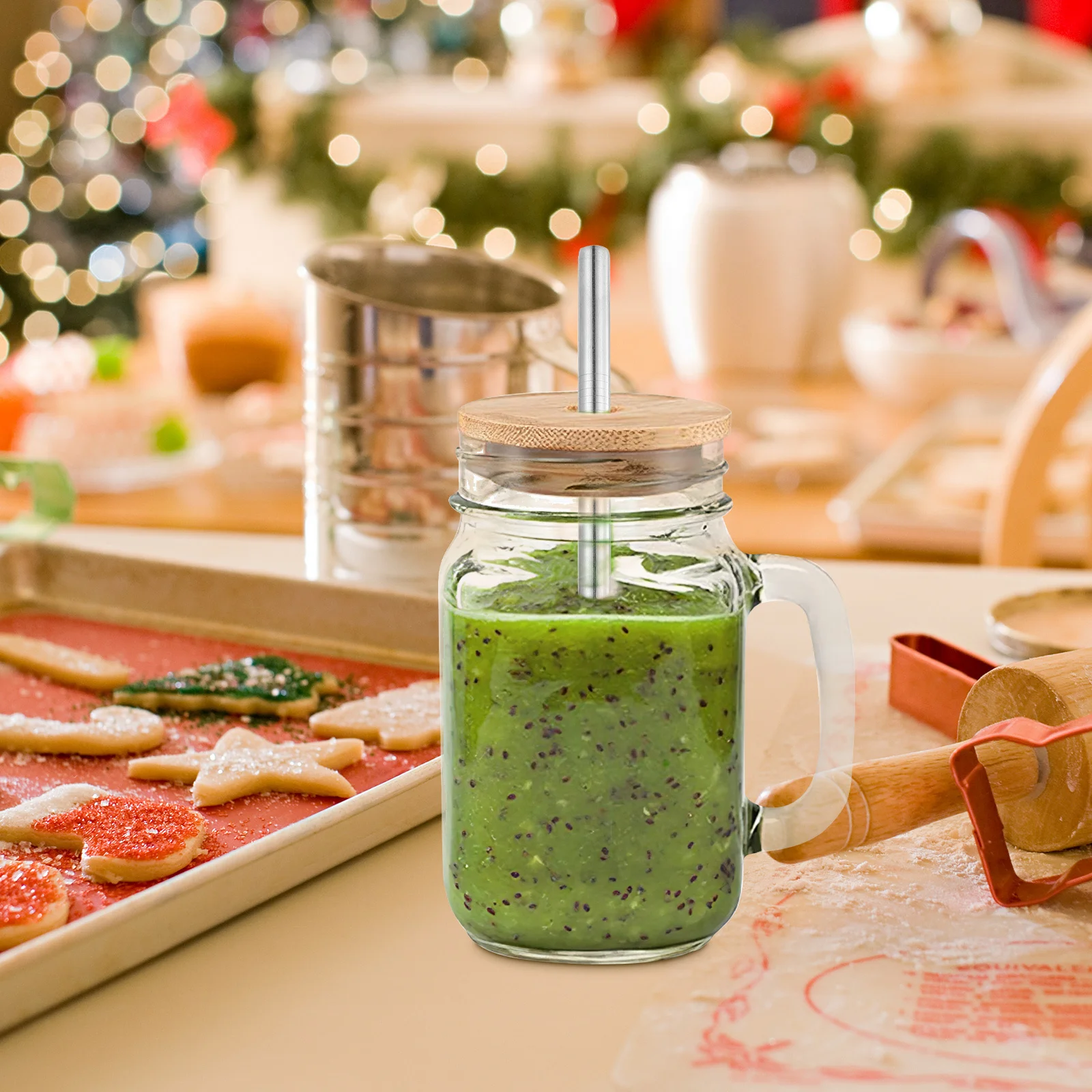 

1Set Mason Jar Lids with Straw Holes Perfect Workmanship for Freshness and Easy Drinking Cup Covers Jar Straw Lids