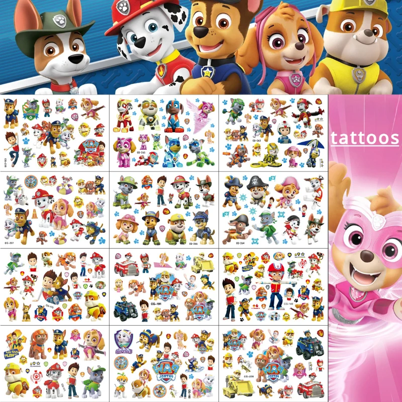 Cartoon Cute PAW Patrol Tattoos Anime Figure Temporary Tattoo on Children's Arms Cool Boy Man and Girl DIY Sticker on Arms Legs