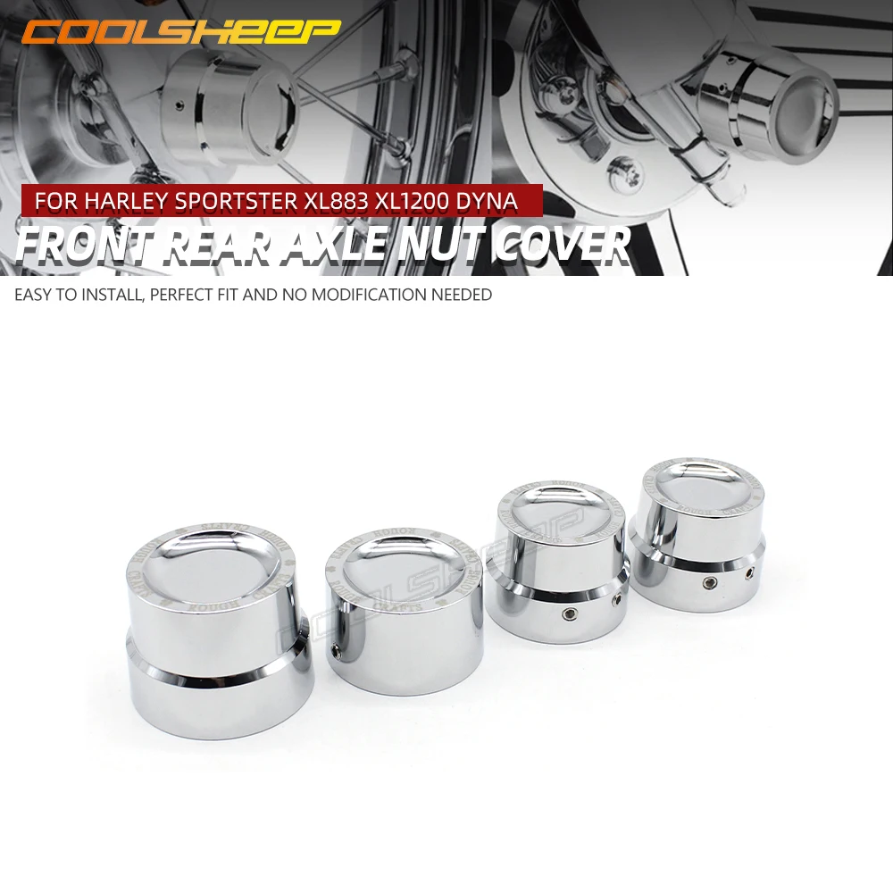 Front Rear Axle Nut Cover Caps Chrome Carving For Harley Sportster XL883 XL1200 Dyna Touring V-Rod Softail Motorcycle Aluminum