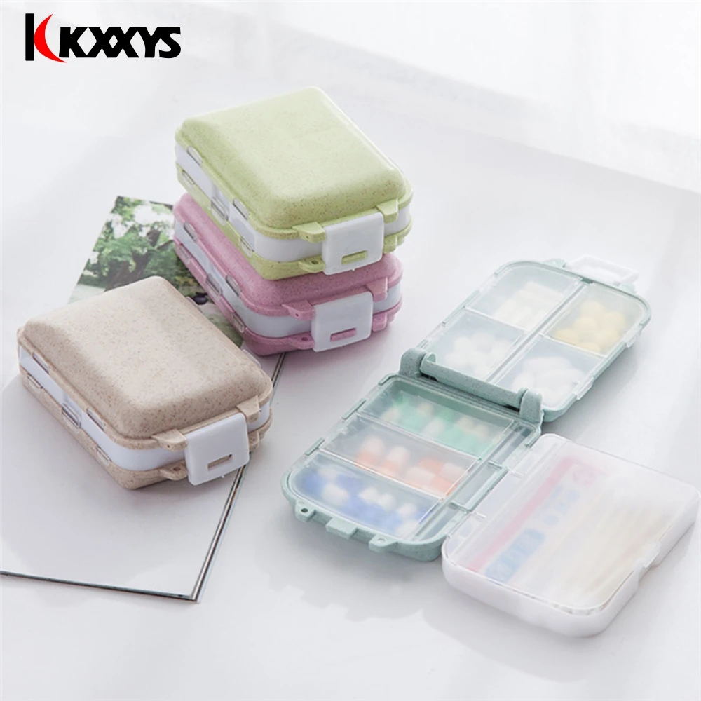 7 Day Pill Storage Bag Travel 8 Grids Pill Container Organizer Health Care Drug Travel Divider Pill Case Pill Box Wheat Sealed