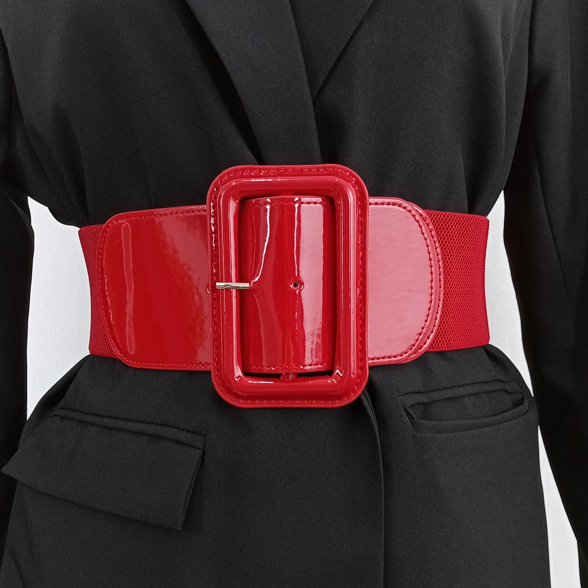 

Plus Size Black Stretch Cummerbunds Female Wide Black Corset Belt Big Dress Red Waistband Designer Belts For Women White