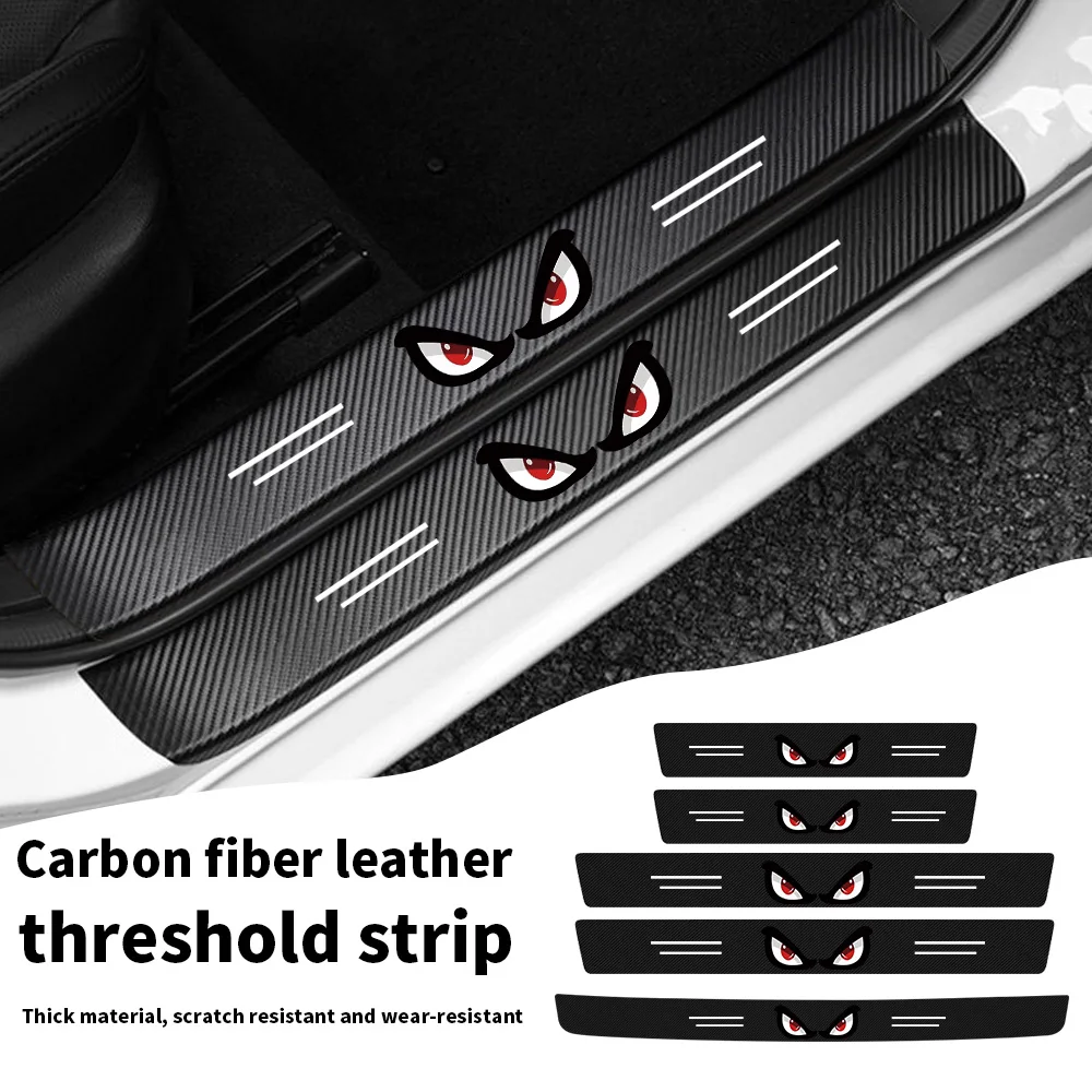 Red and White Eye-Shaped Car Door Sill Strips Creative Modification Cute Girl Car Door Step Protection Anti-Scratch Stickers