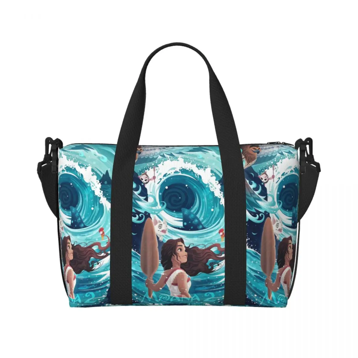 

Custom Moana Tote Bag Women Large Capacity Cartoon Printed The Girl Of The Sea Beach Gym Travel Bags